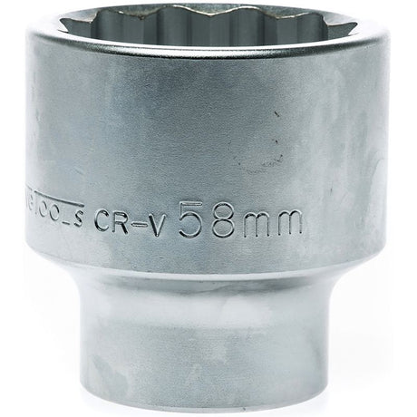 Teng 1in Dr. Socket 58mm 12Pnt, durable and precise, designed for heavy-duty automotive and industrial applications.