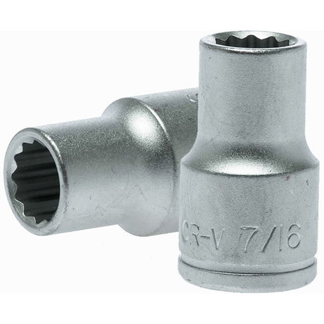 Durable Teng 1/2in Drive Socket 7/16in 12 Point for mechanics; chrome vanadium steel, slip-resistant design, precision fit.