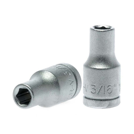 Teng 1/4in drive socket 3/16in, made of durable chrome vanadium steel, ideal for automotive and home repairs in tight spaces.