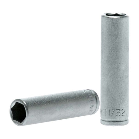 Teng 1/4in Drive Deep Socket 11/32in crafted from chrome vanadium steel, ideal for hard-to-reach automotive repairs and tasks.