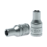 Teng 1/4in Dr. Socket 5mm, chrome vanadium steel, durable, ideal for precision fastening in automotive applications.