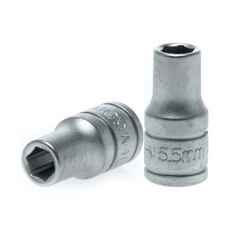 Teng 1/4in Dr. Socket 5.5mm, chrome vanadium steel, durable, ideal for tight spaces and secure fit on 1/4 inch drive tools.