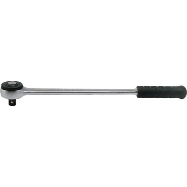 Heavy-duty 3/4in drive ratchet with 72 teeth, quick release, and twist reverse action, 505mm long, 2.0kg.