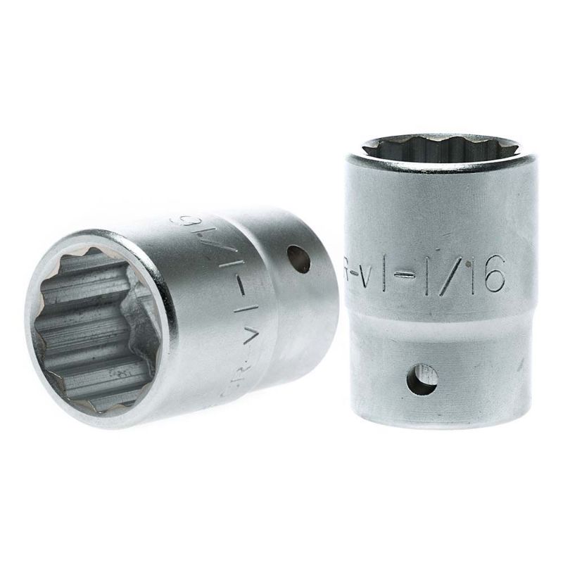 Teng 3/4in drive socket 1-1/16in 12-point, crafted from chrome vanadium steel for durability in automotive and heavy-duty repairs.