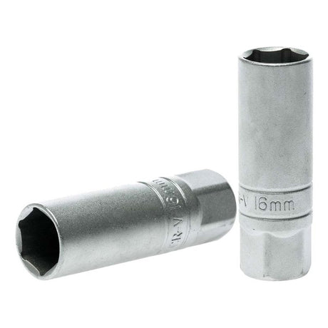 Teng 3/8in Dr. Spark Plug Socket 16mm, durable chrome vanadium steel tool for precise spark plug removal and installation.