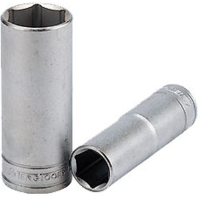 Teng 3/8in Drive Deep Socket 1/2in in chrome vanadium steel, ideal for reaching tight fasteners in automotive and home projects.