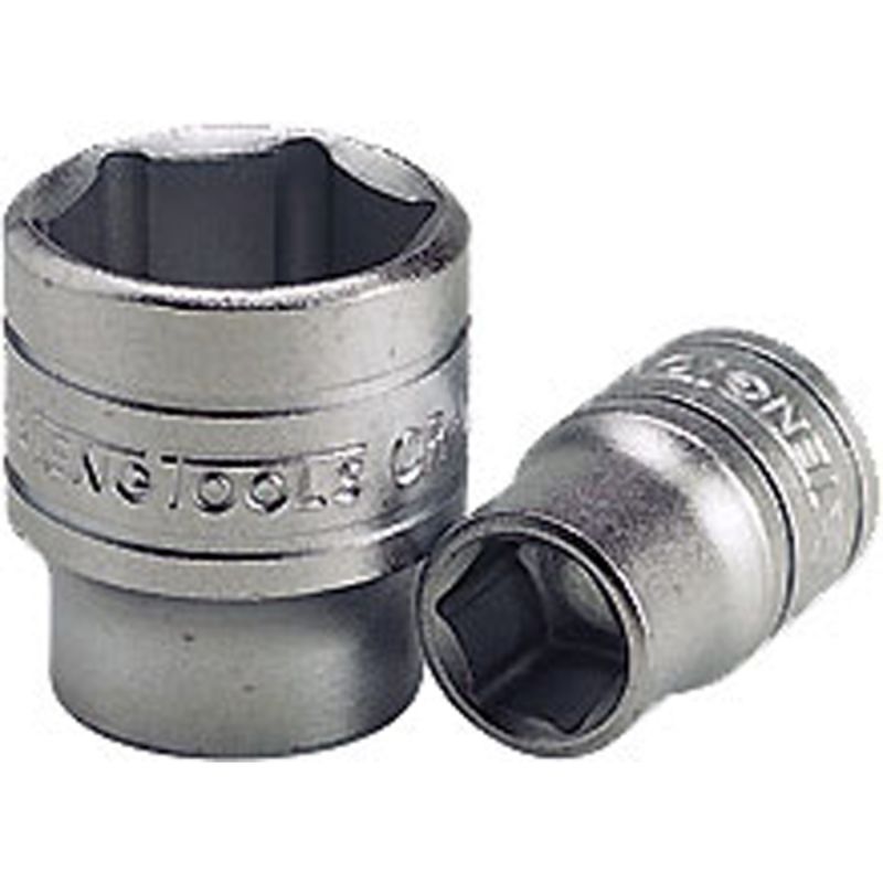 Teng 3/8in drive 7mm socket made of chrome vanadium steel, ideal for automotive tasks and tight spaces, resistant to wear.