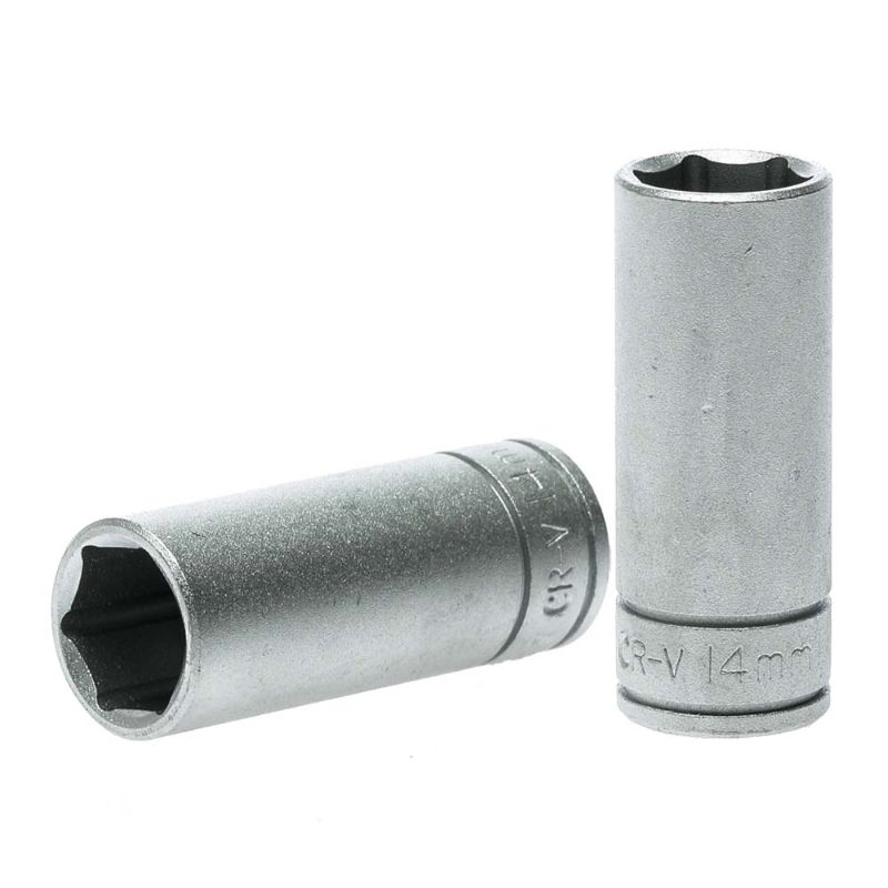 Teng 3/8in drive deep socket 14mm, made of durable chrome vanadium steel for automotive and DIY tasks.