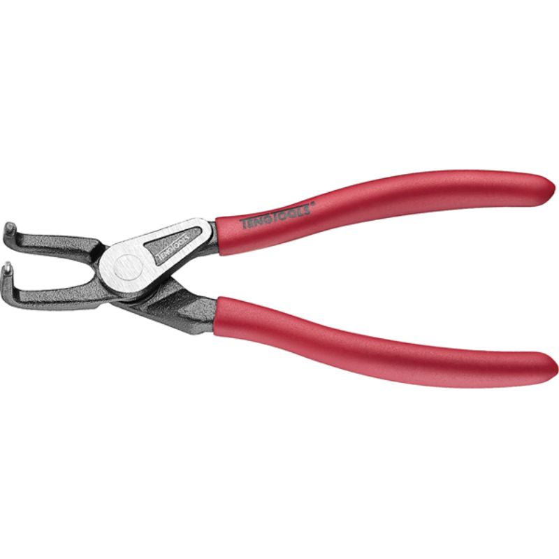 7-inch bent circlip plier with ergonomic vinyl grip, durable steel points, and invisible spring, ideal for precise mechanical tasks.