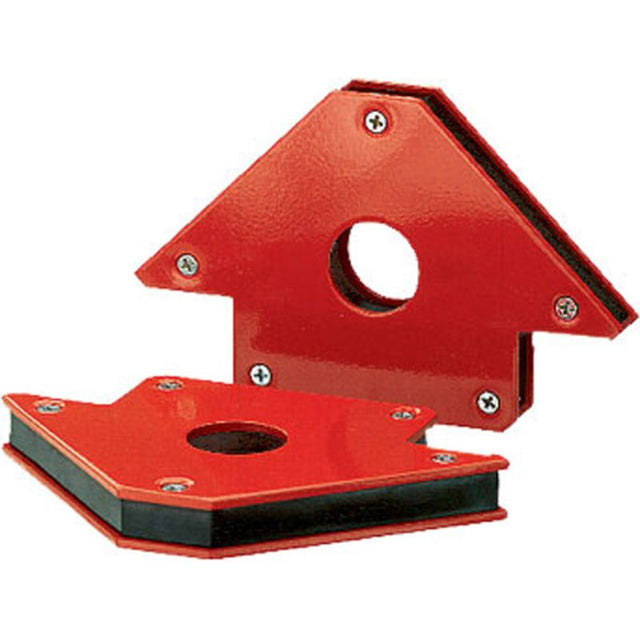 Welding magnet for 90° or 45° angles, ideal for sheet metal and pipes, with a magnetic pull of 27N.