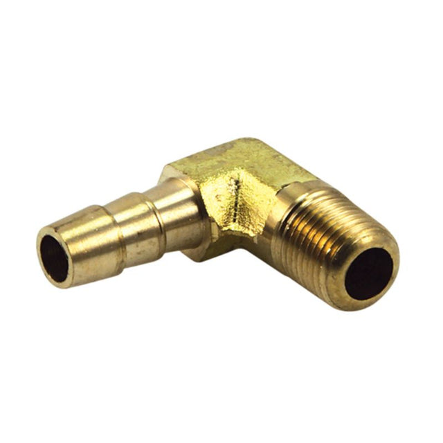 90-degree male elbow fitting in brass, perfect for connecting pipes with durability and corrosion resistance.