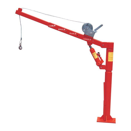 ProEquip 450kg manual winch crane for effortless vehicle lifting, features 360° swivel and adjustable height from 740mm to 1940mm.