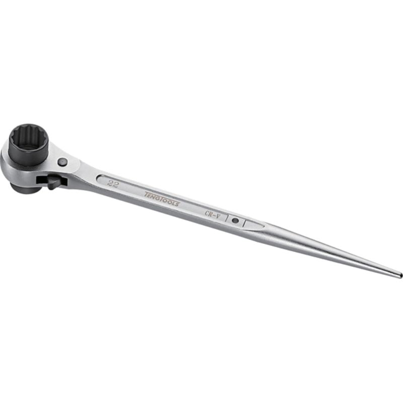 Teng Ratchet Podger Wrench 19mm x 22mm with durable dual sizes, 32-tooth ratchet, 500mm length, ideal for tight spaces.