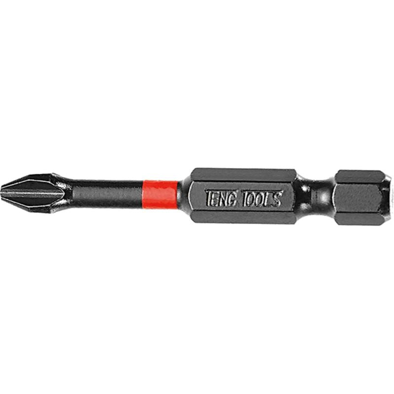 Teng 1/4in PH#3 impact screwdriver bit, 50mm long, ideal for driving screws in woodworking, metalworking, and automotive tasks.