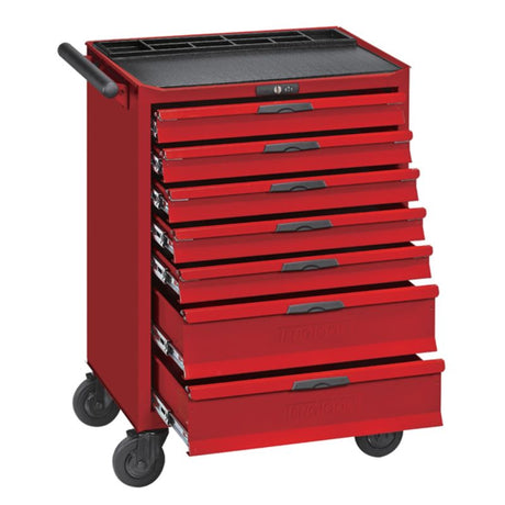 Teng 7-Dr. Soft Close Roller Cabinet: Durable red steel, 7 spacious drawers, quiet closure, combo lock, easy to move with castors.