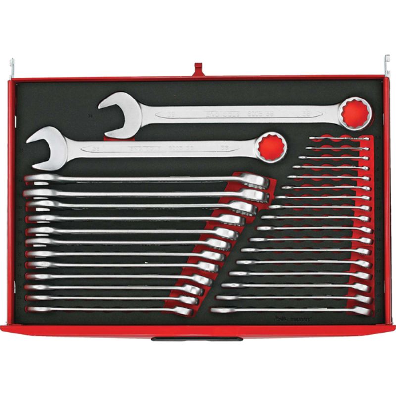 Teng 31pc Metric Combination Spanner Set in EVA tray, featuring spanners from 5.5mm to 38mm for all DIY and mechanic tasks.