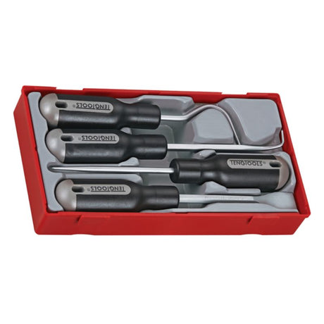 Teng 4pc Scraper & Remover Set in TC tray with gasket scraper, hooks, and piercer, perfect for efficient tool organization.