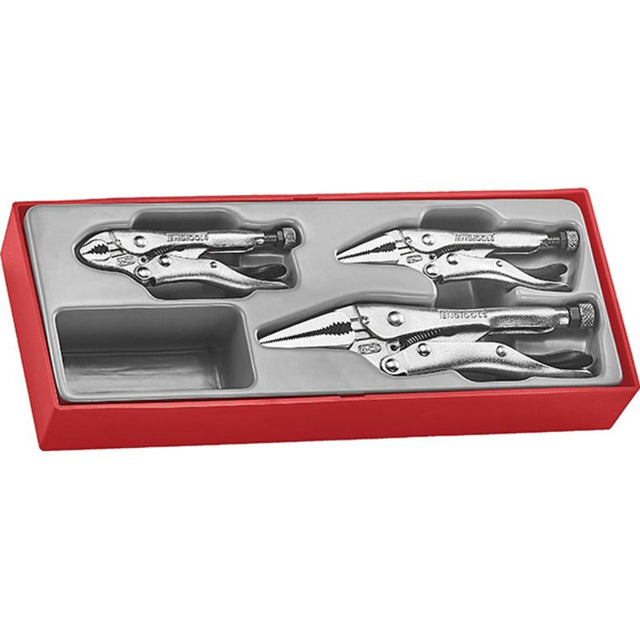 Teng 3pc Power Grip Plier Set with TTZ-Tray for efficient gripping, twisting, cutting; ideal for professionals and DIY enthusiasts.