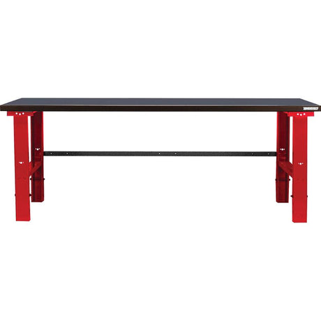 Heavy duty Teng workbench, 1.5m x 0.8m, 500kg capacity, adjustable legs, robust laminated surface, ideal for workshops.