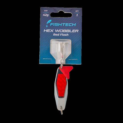 Hex Wobbler Metal Fishing Lure Fishtech 42g Red Flash