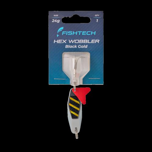 Hex Wobbler Metal Fishing Lure Fishtech 24g Black Gold