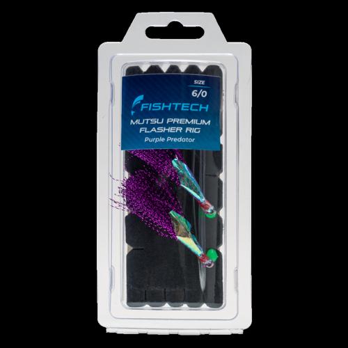Mutsu Flasher Fishing Rig Fishtech Premium 6/0 Purple Predator