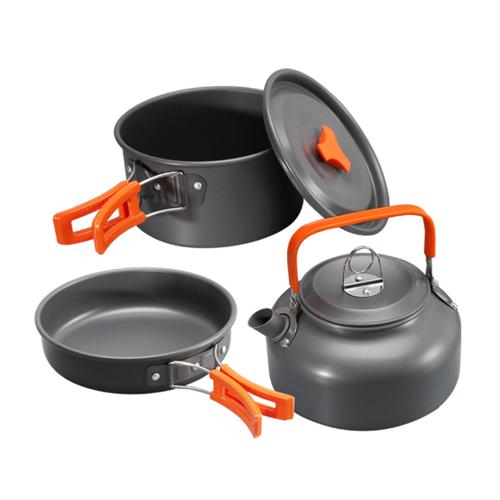 Stackable Camping Cooking Pot Set with Handles 3 Piece