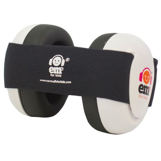 Baby Earmuffs - White/Black - Em's 4 Kids