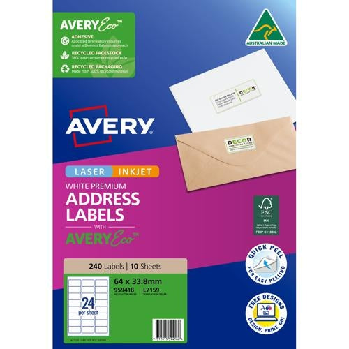 Avery Premium Adressing Labels with AveryEco  L7159  24up 10 Sheets