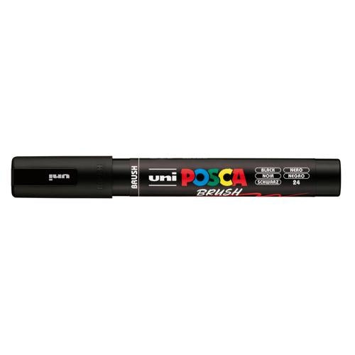 Uni Posca Marker 1-4mm  Medium Brush Tip Black PC-5BR