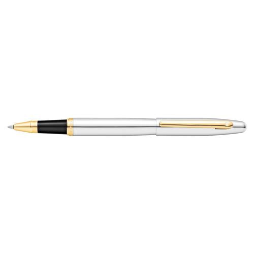 SHEAFFER VFM 9422 POLISHED CHROME ROLLERBALL PEN WITH GOLD-TONE TRIM