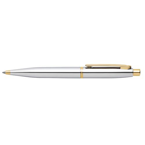 SHEAFFER VFM 9422 POLISHED CHROME BALLPOINT PEN WITH GOLD-TONE TRIM