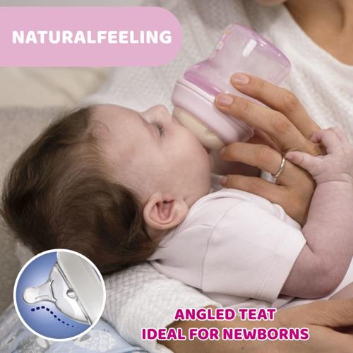 CHICCO BOTTLE GLASS: NATURAL FEELING 250ML SLOW FLOW