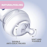 CHICCO BOTTLE GLASS: NATURAL FEELING 250ML SLOW FLOW