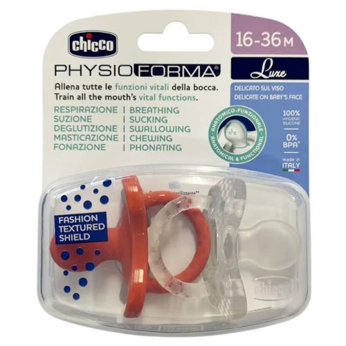 CHICCO SOOTHER:PH SOFT LUXE SIL 16-36M 2PC OR-T