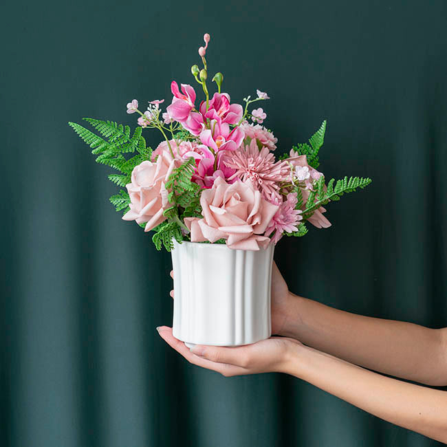 Ceramic Florence Vase Matte White 12Dx12.5cmH.