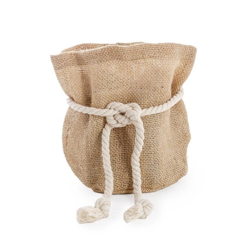 Large natural hessian sack (19cm x 28cm) ideal for eco-friendly storage, gardening, crafting, or gift wrapping.