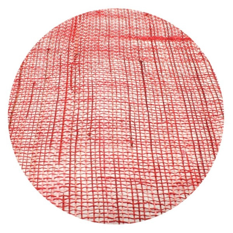 Vibrant ruby red burlap mats (48 x 60 cm) in a pack of 10, perfect for rustic decor, table settings, and crafts.