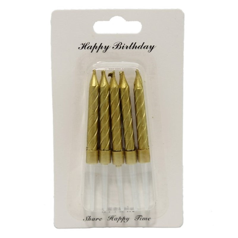Set of 10 Gold Spiral Candles
