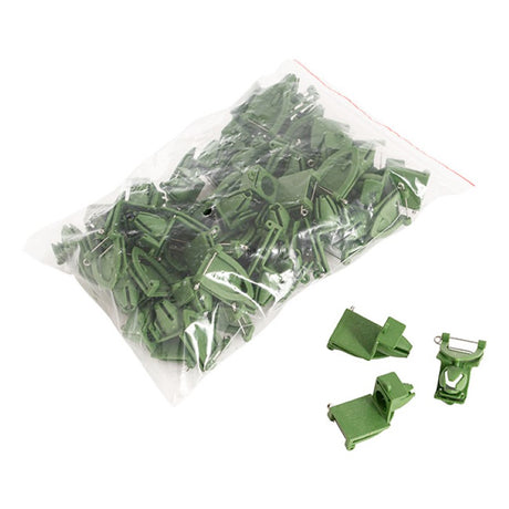 Pack of 50 'L' Corsage Buttonholes with holders, ideal for weddings and events, measuring 4.5x2.5cm each.