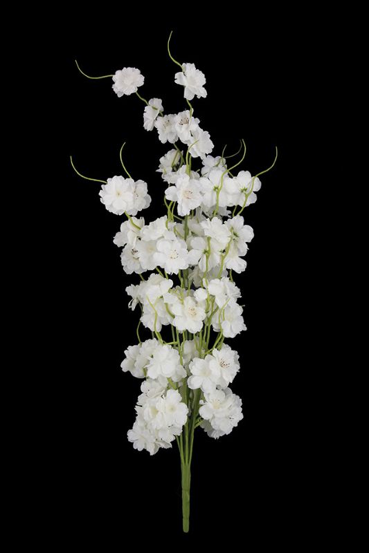 Artificial 7 Branch Blossom Spray -  White Green