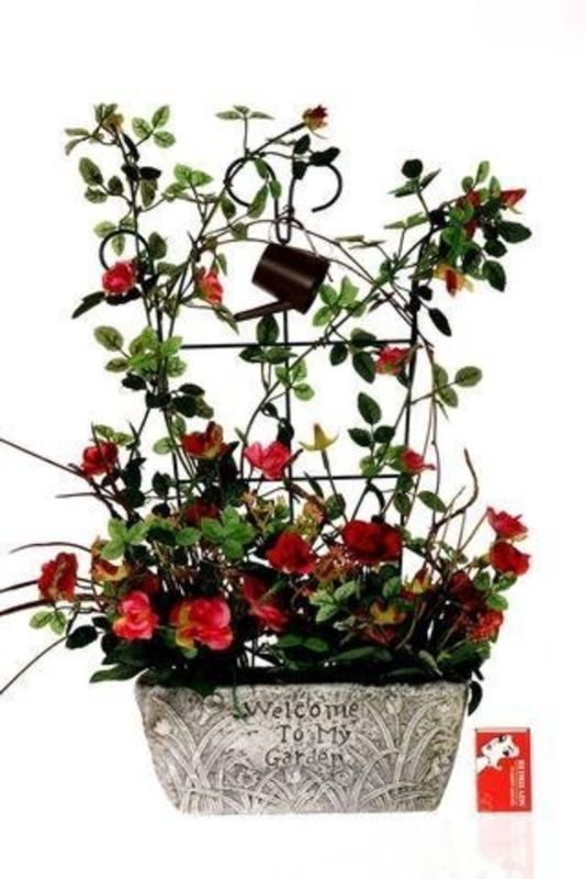 Vibrant red artificial cottage decor piece, 47cm, perfect for welcoming guests indoors or outdoors with charm.