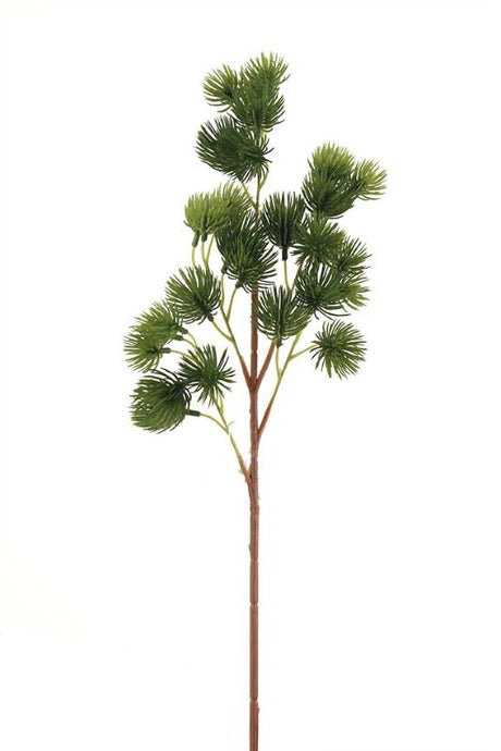 Set of 6 mid green artificial pine sprays, each 50cm long, featuring 30 realistic pine heads for festive or rustic decor.