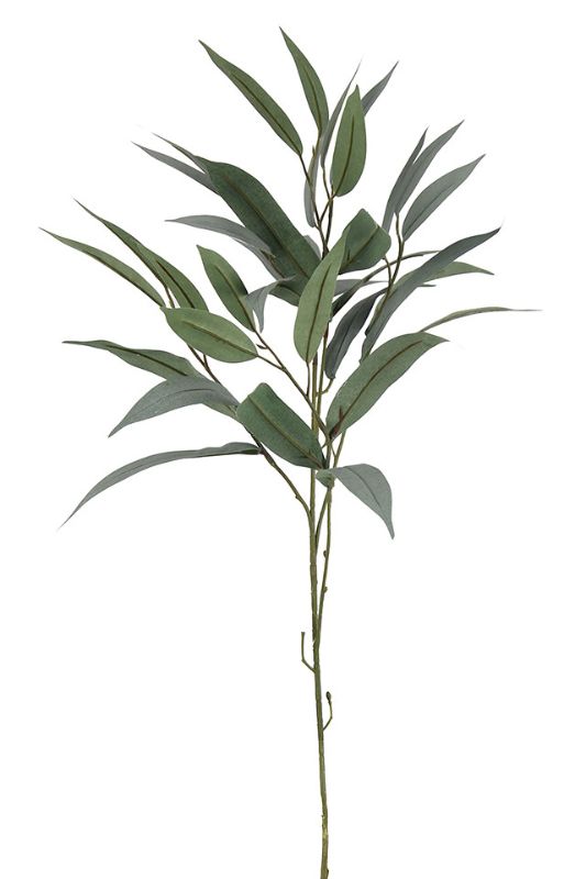 Set of 6 artificial long leaf eucalyptus sprays in sage, 72cm each, featuring realistic grey gum leaves for elegant decor.