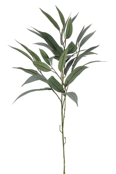 Set of 6 artificial long leaf eucalyptus sprays in sage, 72cm each, featuring realistic grey gum leaves for elegant decor.