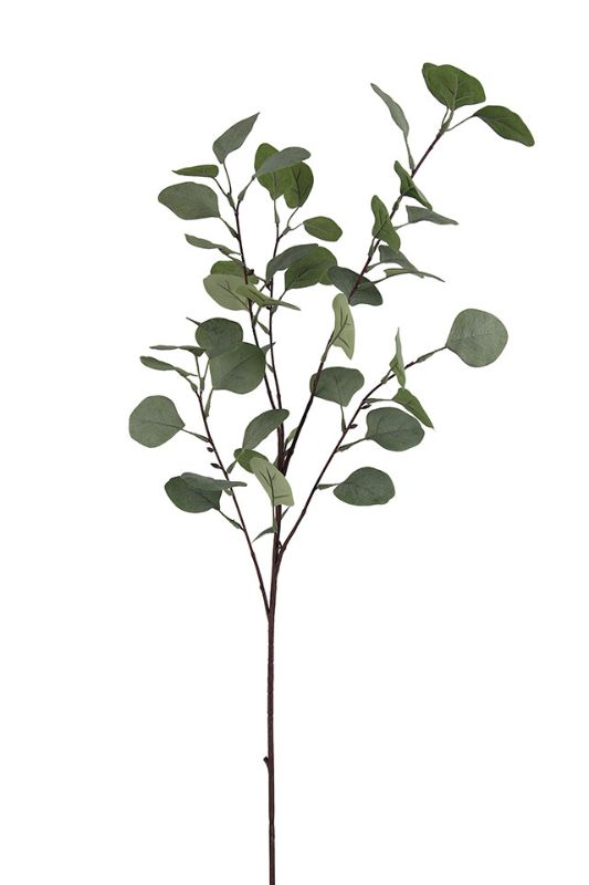 Set of 4 sage-colored artificial eucalyptus sprays with realistic round leaves, each 88cm long for versatile home decor.