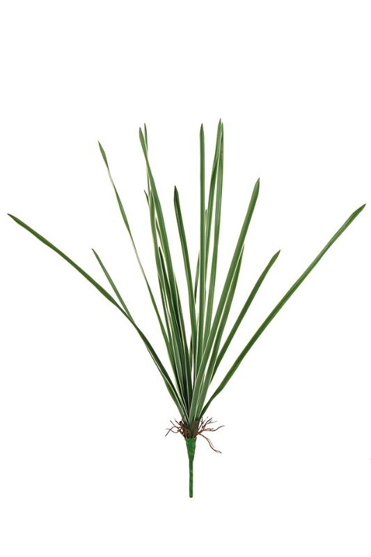 Set of 6 artificial mid-green flax leaf sprays with white edges, 18 leaves each, lifelike decor for home or events.