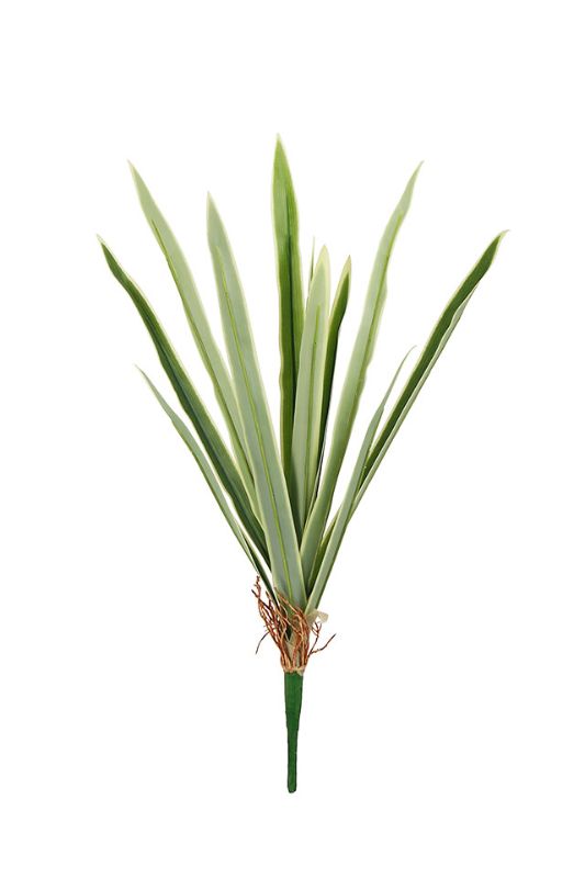 Artificial Flax Leaf Spray (White Edge) (12 Leaves) -  Mid Green - Set of 6