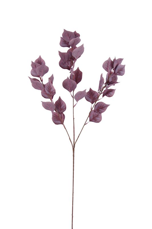 Set of 10 burgundy artificial Bodhi leaves, 85cm long, ideal for elegant displays and versatile floral arrangements.