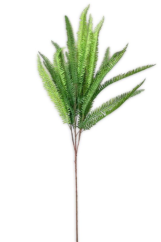 Lush mid-green artificial Boston fern sprays, 120cm tall, perfect for maintenance-free indoor and outdoor decor. Set of 3.